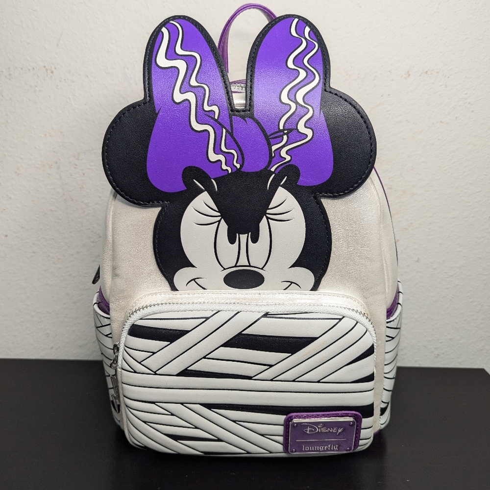 Loungefly Halloween Minnie Mouse Bride Of Frankenstein Glow Mini Backpack New